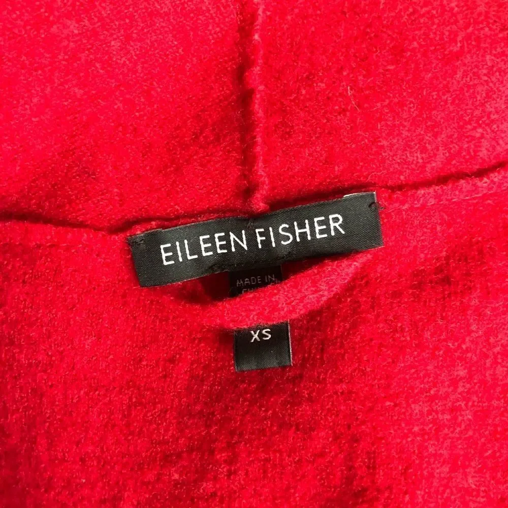 Eileen Fisher Lightweight Red Boiled Wool Cardigan Jacket size XS Long Sleeve